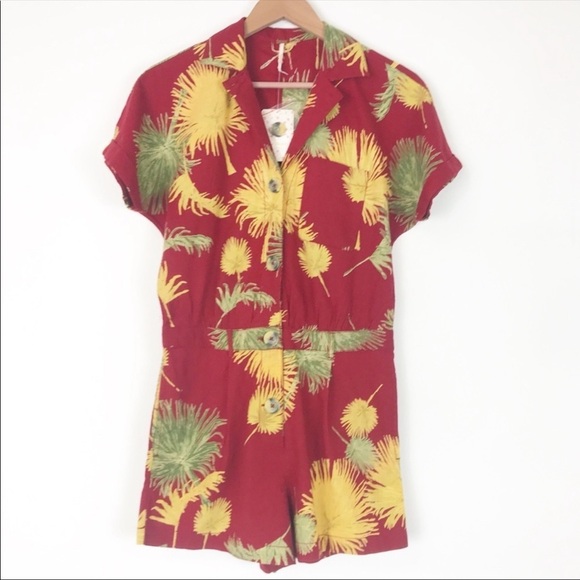 NWT Free People Malibu Romper in Maroon Combo Size XS - Picture 7 of 16